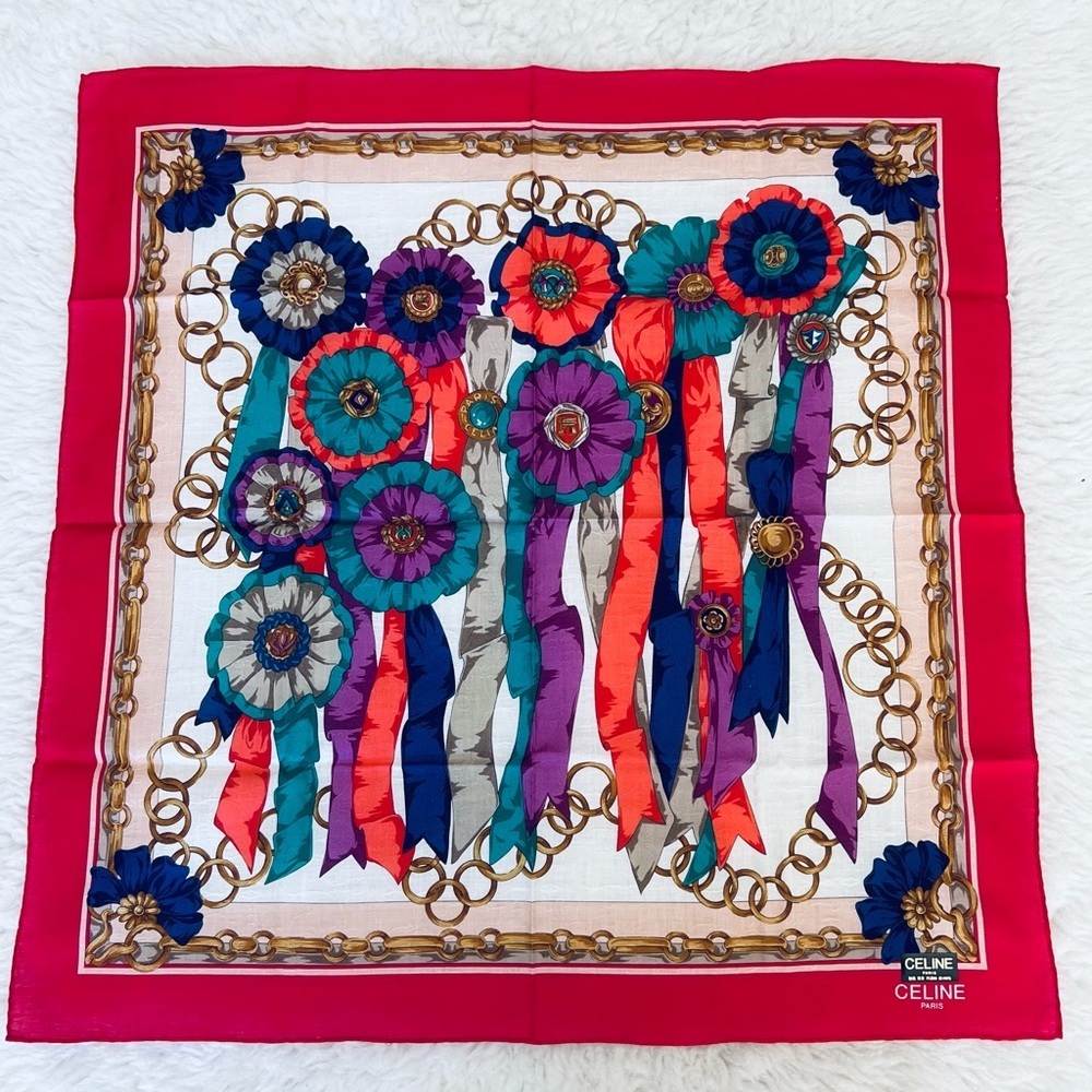 CELINE Paris Multicolor Square Bandana/Scarf NWOT